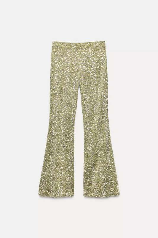 CALÇA FLARE COM PAETÊS