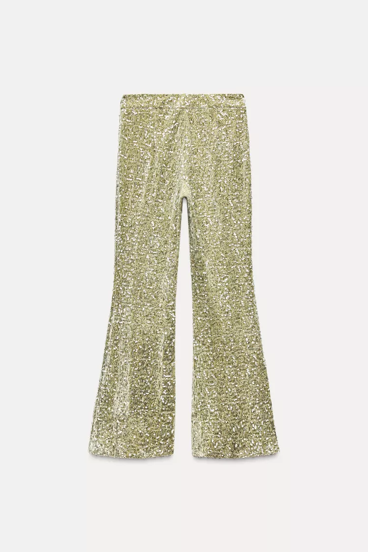 CALÇA FLARE COM PAETÊS